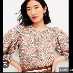 LOFT Floral Long Sleeve Top - Size S - Floral Modest Casual Office